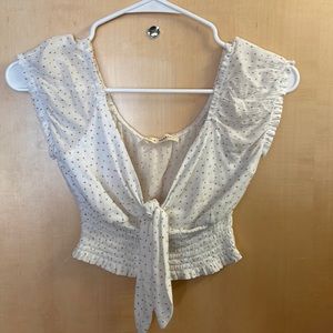 Pacsun white and tan tie crop top